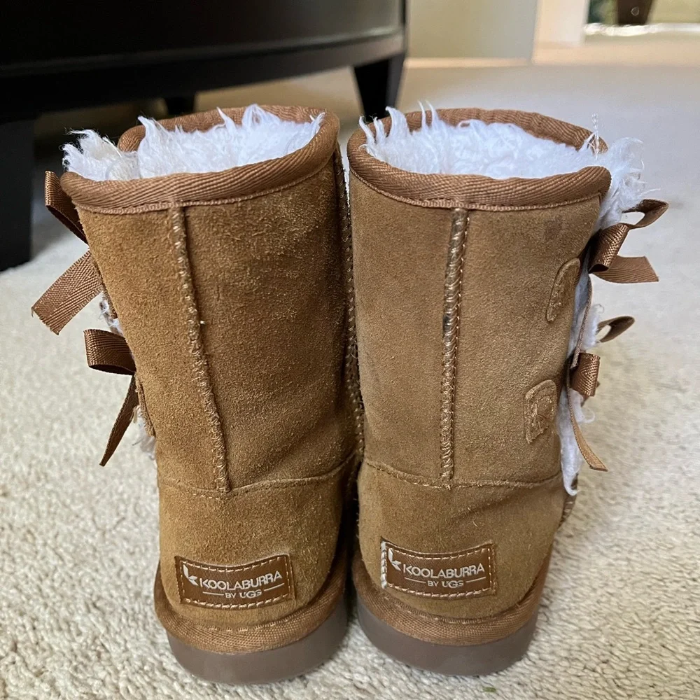 Koolaburra by Ugg Short Suede Chestnut Boots with Bows Size 13 Girls